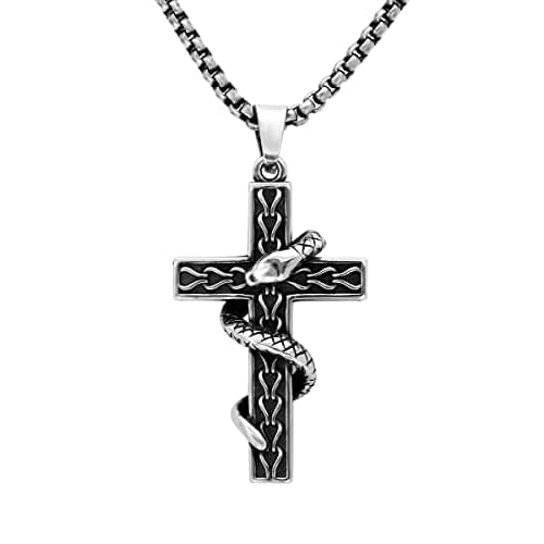 Stainless Steel Square Pearl Chain Punk Necklaces for Men