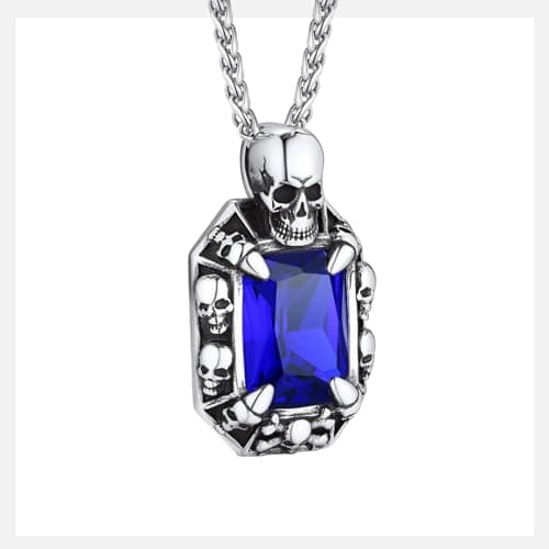 Gothic Stainless Steel Dragon Claw Pendant Necklace for Men and Women - Ruby/Blue Topaz/Emerald/Black Onyx