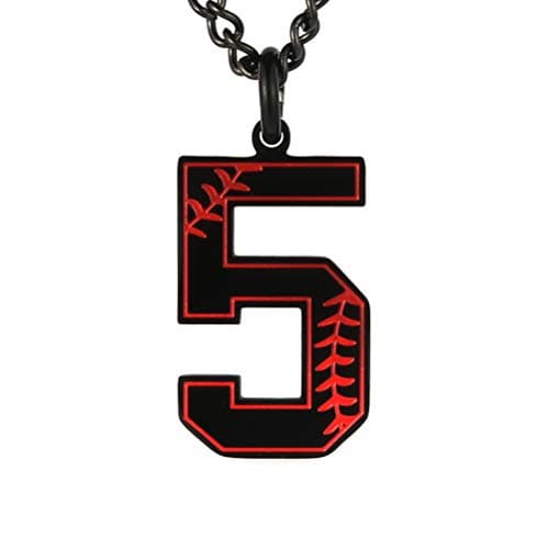 HZMAN Baseball Initial Pendant Necklace - Stainless Steel Jersey Number Charms