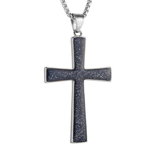 HZMAN High Polished Stainless Steel Cross Pendant Necklace for All
