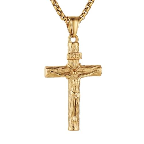Stainless Steel Crucifix Cross Necklace for Men and Women with 24 Chain