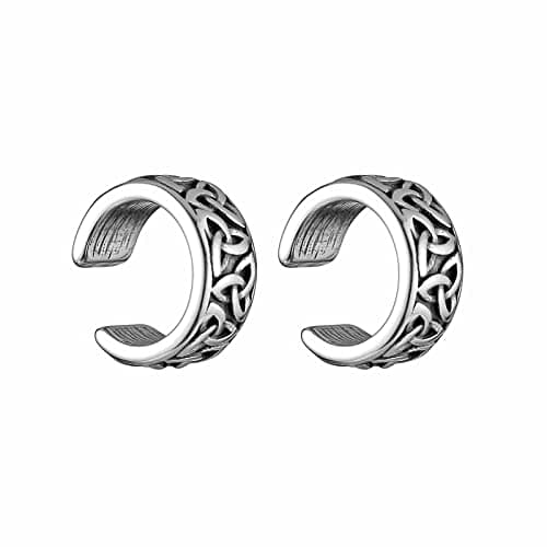 Celtic Knot Ear Cuff Earrings Stainless Steel Clip On Retro Knot Pattern Jewelry Gift for Men Women