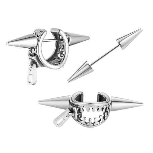 HZMAN Detachable Gothic Punk Earrings for Men & Women Stainless Steel Jewelry
