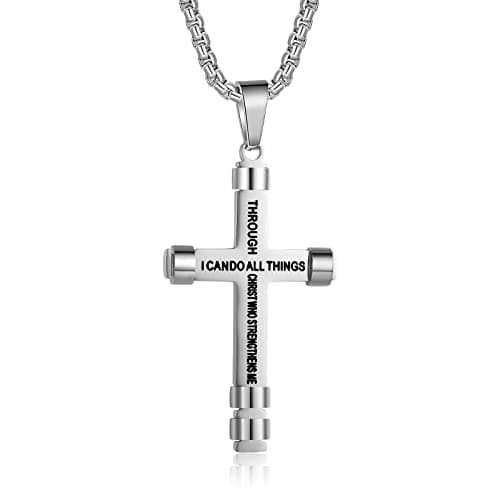 ZRAY Philippians 4:13 Strength Necklace for Men - I CAN DO ALL THINGS Pendant Gift