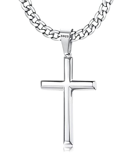 Besteel 925 Sterling Silver Cross Necklace for Men & Women