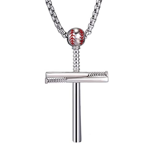 Men's Stainless Steel Baseball Cross Necklace - SKQIR Gift for Boys