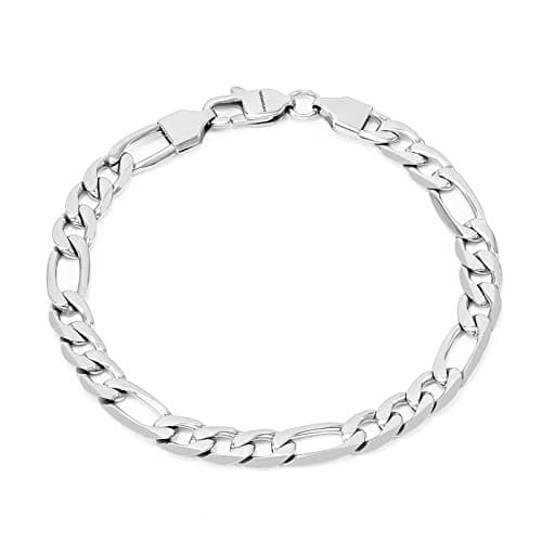 Figaro Bracelet for Men and Women, Stainless Steel Chain link Bracelet with Gold Plating