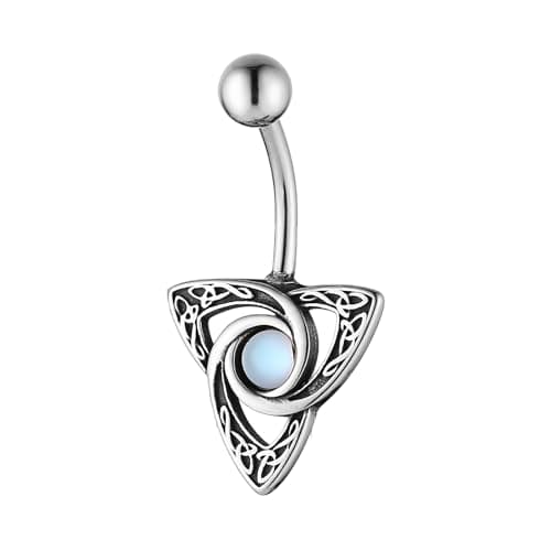 HZMAN 14G Surgical Steel Gothic Celtic Knot Belly Button Rings for Women