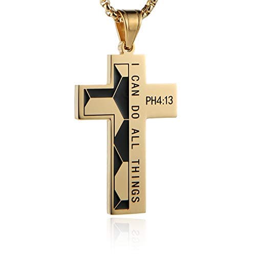 HZMAN Stainless Steel Soccer Cross Necklace for Men PH 4:13 I CAN DO ALL THINGS