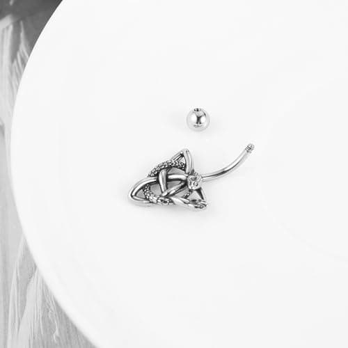 HZMAN 14G Surgical Steel Gothic Celtic Knot Belly Button Rings for Women