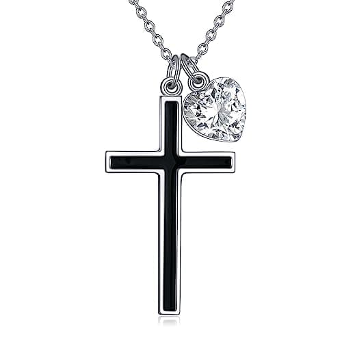YONFQE Celtic Knot Sterling Silver Abalone Cross Pendant Jewelry for Women