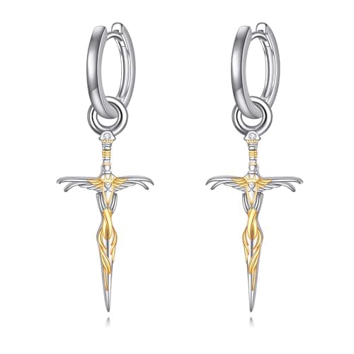 AINFQY Sword Drop Earrings 925 Sterling Silver Viking Jewelry