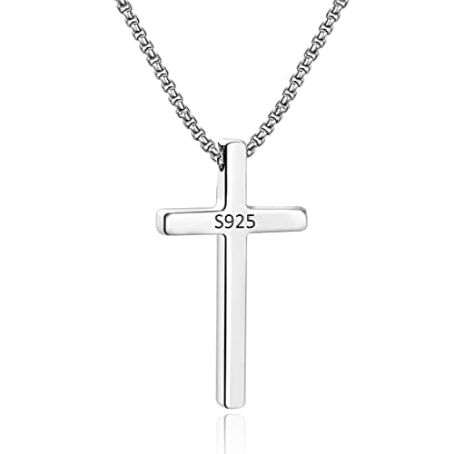 Men's Silver Black Gold Stainless Steel Cross Necklace 16-30 Inch Box Chain
