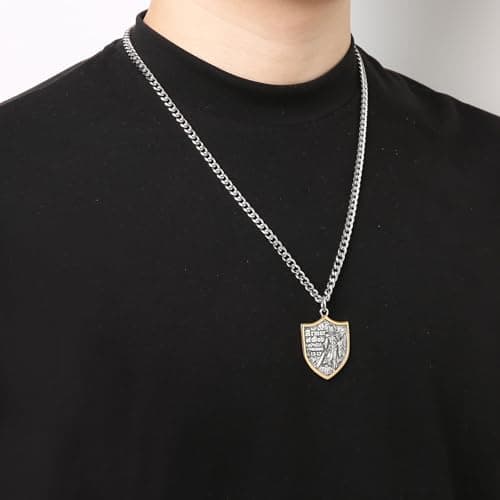 HZMAN Men's Stainless Steel Red Cross Templar Necklace Gift