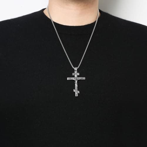 HZMAN Eastern Orthodox Cross Necklace for Men Gift