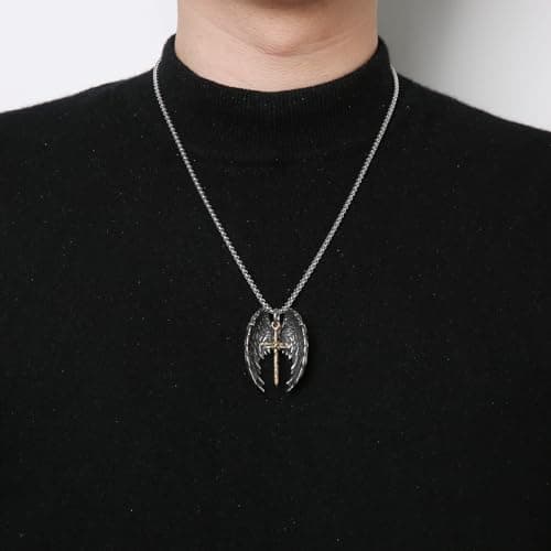 HZMAN Angel Wing Necklace - Stainless Steel Faith Pendant Jewelry
