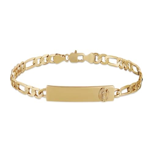 14K Gold Plated Figaro Chain Link Bracelet for Women Men