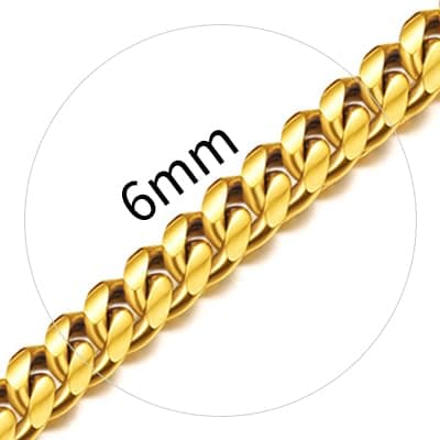 ChainsHouse Miami Cuban Link Chain Necklace for Men, 14K Gold Plated/SS/Black, 14"-30" Length
