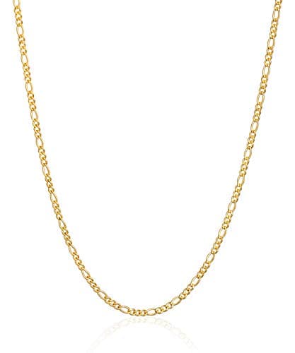 Gold Plated Figaro Chain Necklace for Women & Men