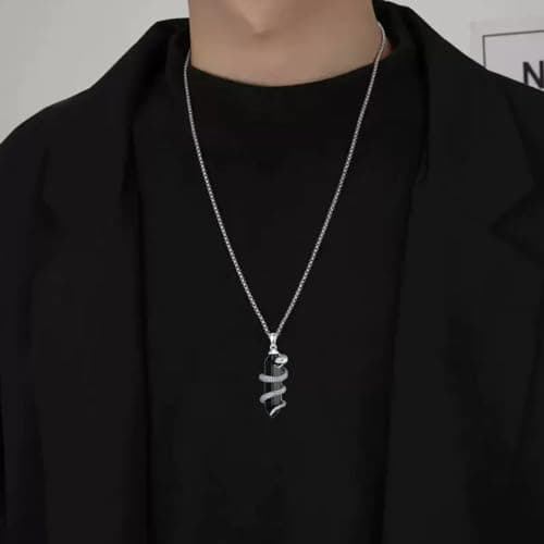 Lattd Snake Necklace in Black Obsidian & Sterling Silver for Men & Women