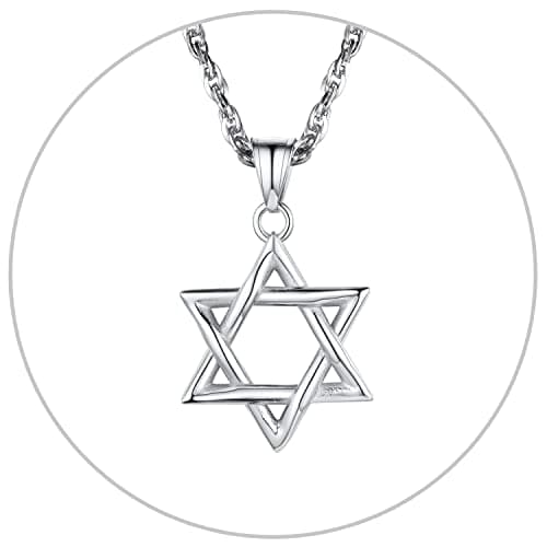 Star of David Necklace for Men and Women - Gold/Stainless Steel Hexagon Pendant