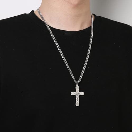 Stainless Steel Crucifix Cross Necklace for Men and Boys