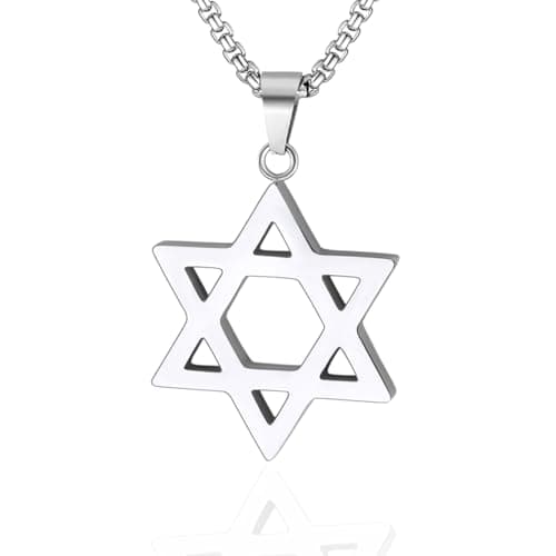 Star of David Necklace, Stainless Steel & Gold Plated, Israel Gift for Men & Women