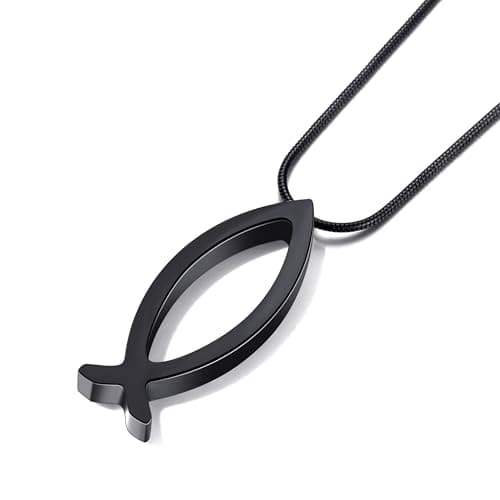 MOO&LEE Ichthys Pendant Necklace for Men and Women Christian Symbol Gift