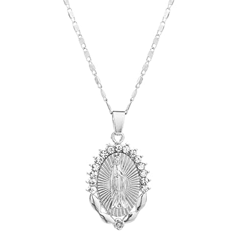 AOASK Women's Crystal Rhinestone Virgin Mary Pendant Necklace