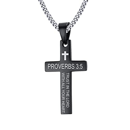 VNOX Cross Necklaces for Men & Boys - Christian Jewelry with Religious Quotes