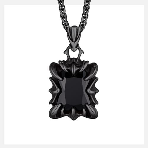 Gothic Stainless Steel Dragon Claw Pendant Necklace for Men and Women - Ruby/Blue Topaz/Emerald/Black Onyx