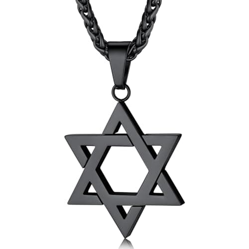 ChainsHouse Magen Star of David Necklace, Stainless Steel/18K Gold Plated Hexagram Jewelry