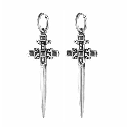 HZMAN Gothic Punk Stainless Steel Hinged Huggie Hoop Earrings for Men & Women