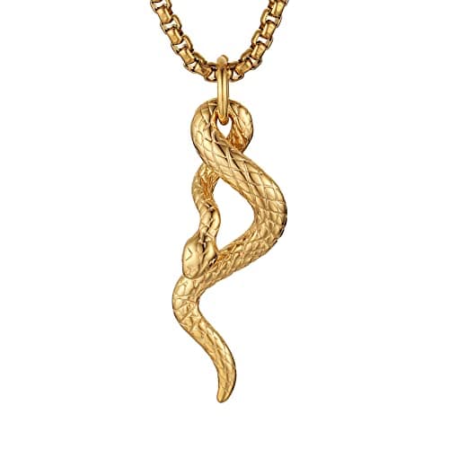 Men's Gothic Snake Pendant Chain Necklace, Stainless Steel