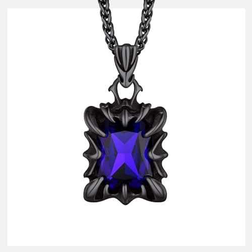 Gothic Stainless Steel Dragon Claw Pendant Necklace for Men and Women - Ruby/Blue Topaz/Emerald/Black Onyx