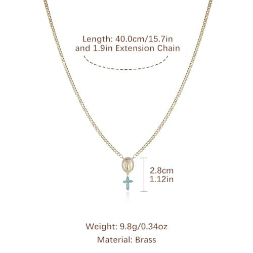 HZMAN Women's Dainty 14K Gold Plated Cross Pendant Choker Necklace Adjustible Gift