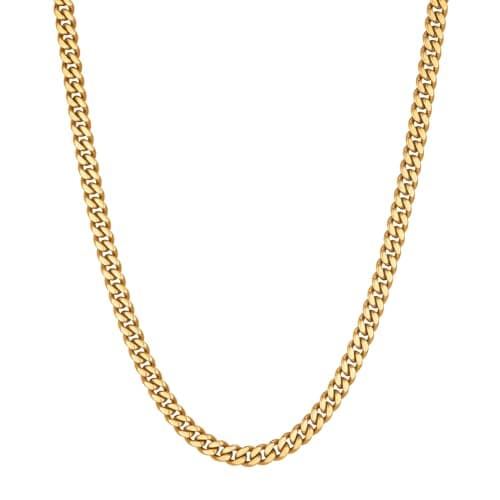 VEXXS Men's Real Gold Plated Cuban Link Chain Necklace, Durable 4mm-6mm