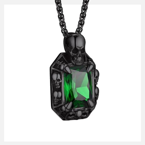 Gothic Stainless Steel Dragon Claw Pendant Necklace for Men and Women - Ruby/Blue Topaz/Emerald/Black Onyx