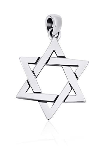 Sterling Silver Star of David Necklace Pendant for Men and Women