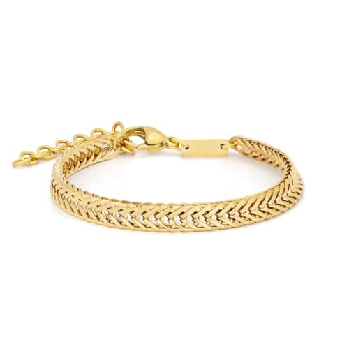 Galis Men's Premium Stainless Steel Snake Chain Bracelet, Silver Plated 7.5"