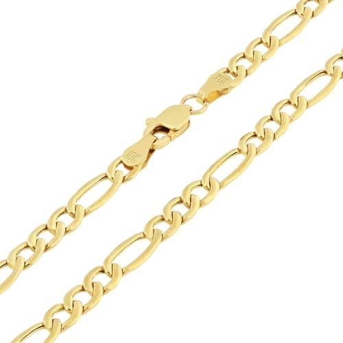 Nuragold Real 10k Yellow Gold Figaro Chain Necklace (16"-30") Italian Jewelry