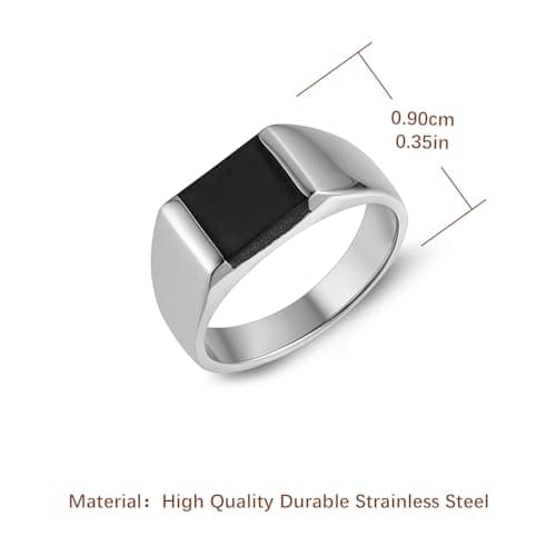 Black Onyx Stainless Steel Ring Wedding Jewelry Gift