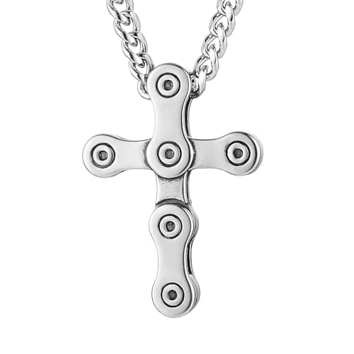 HZMAN Rotatable Silver Cross Necklace for Men Jewelry Gift