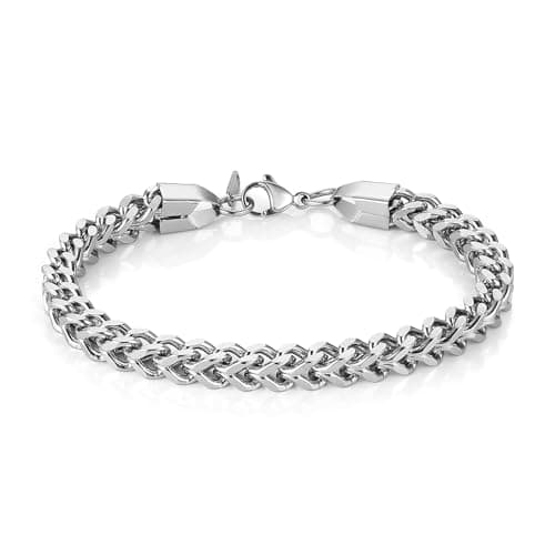 HZMAN Franco Stainless Steel Square Box Chain Bracelet for Men 7-9 Inch