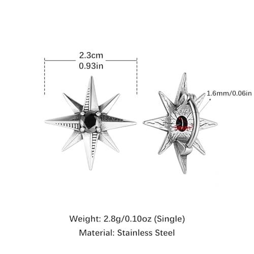HZMAN Gothic Reverse Belly Button Ring for Women 316L Surgical Steel Jewelry