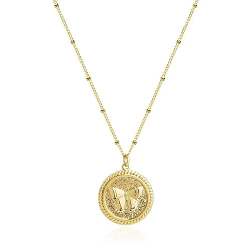 VACRONA 18k Gold Plated Vintage Textured Coin Necklace for Women