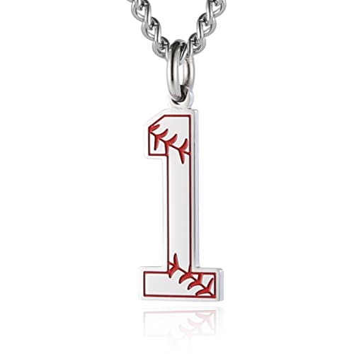 HZMAN Baseball Initial Pendant Necklace - Stainless Steel Jersey Number Charms