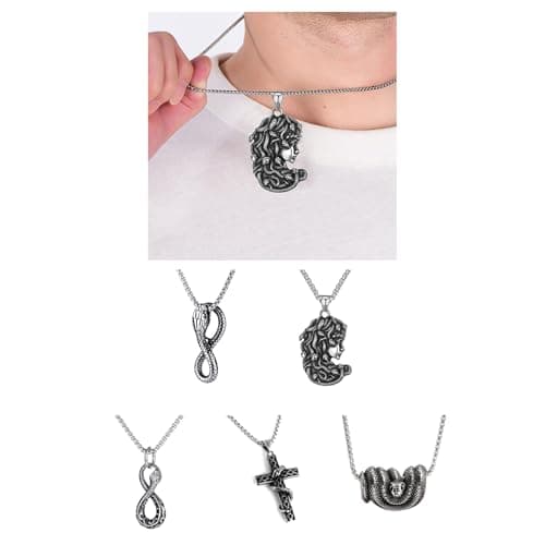 FeiYeup Ouroboros Snake Pendant Necklace for Men and Women