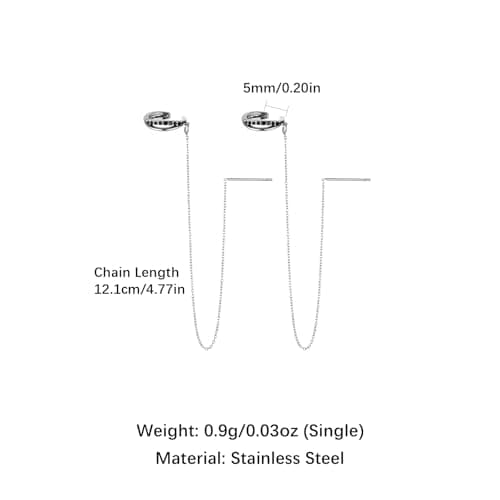 HZMAN Stainless Steel Threader Chain Cuff Earrings for Women Jewelry Gift