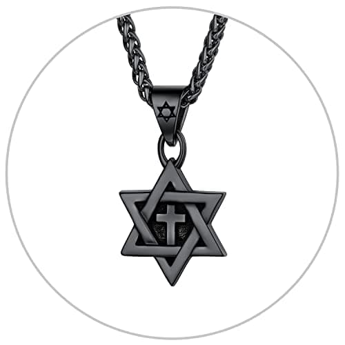 Star of David Necklace for Men and Women - Gold/Stainless Steel Hexagon Pendant